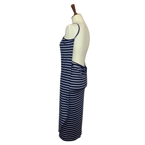 Sexy Navy & White Stripe Sling Beach Wrap Dress Coverup - Picture 9 of 11